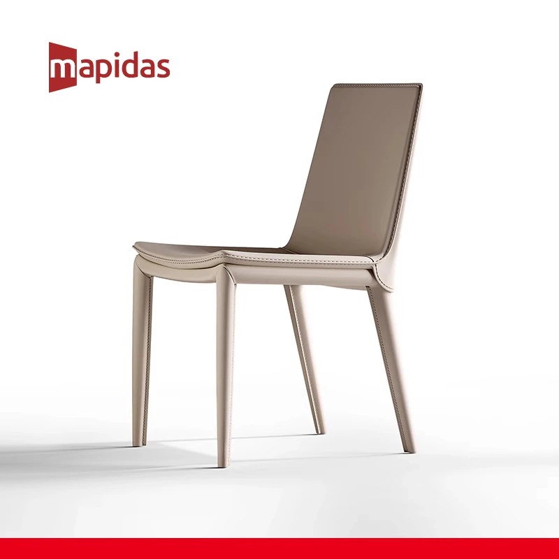 极简马鞍皮餐椅现代设计师靠背椅家用餐厅椅子餐桌椅2024最新款