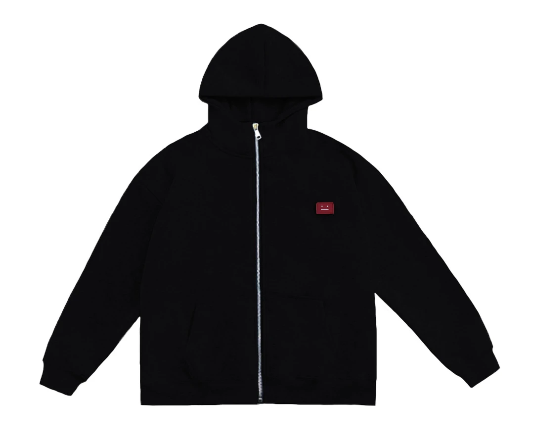 【酒窝专属】情侣款纯色高领加绒连帽开衫外套TF000023