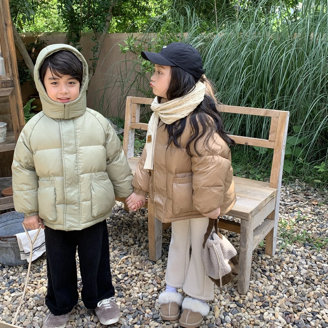 甜甜圈儿2024新款儿童连帽保暖羽绒服男女童宝宝加厚冬装韩版面包