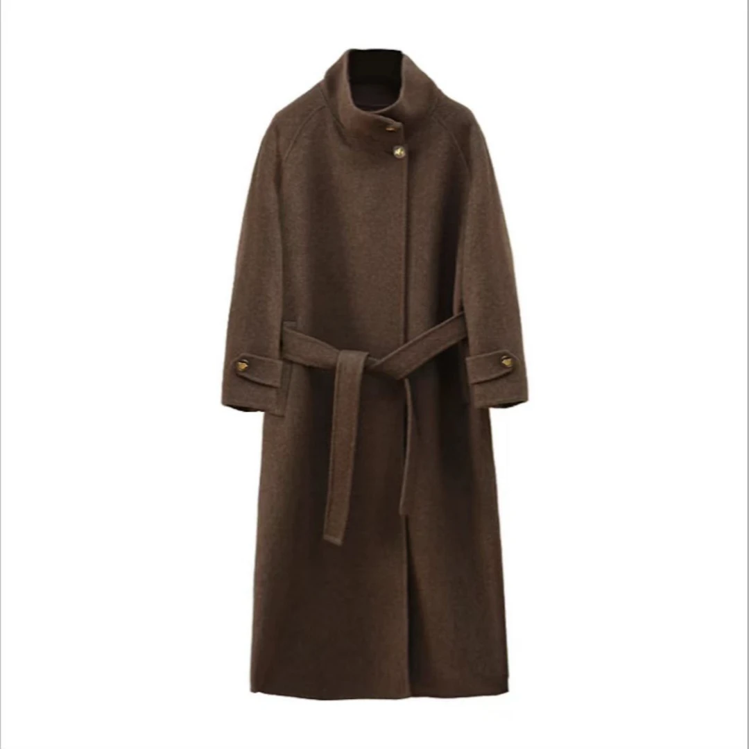 小个子【MAX走秀款】桑蚕丝兔毛高支羊毛！立领高端轻奢大衣24384