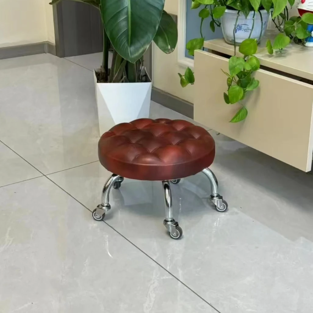 【金属轴承】轻奢客厅家用简约金属碳钢支架北欧高脚旋转创意皮凳