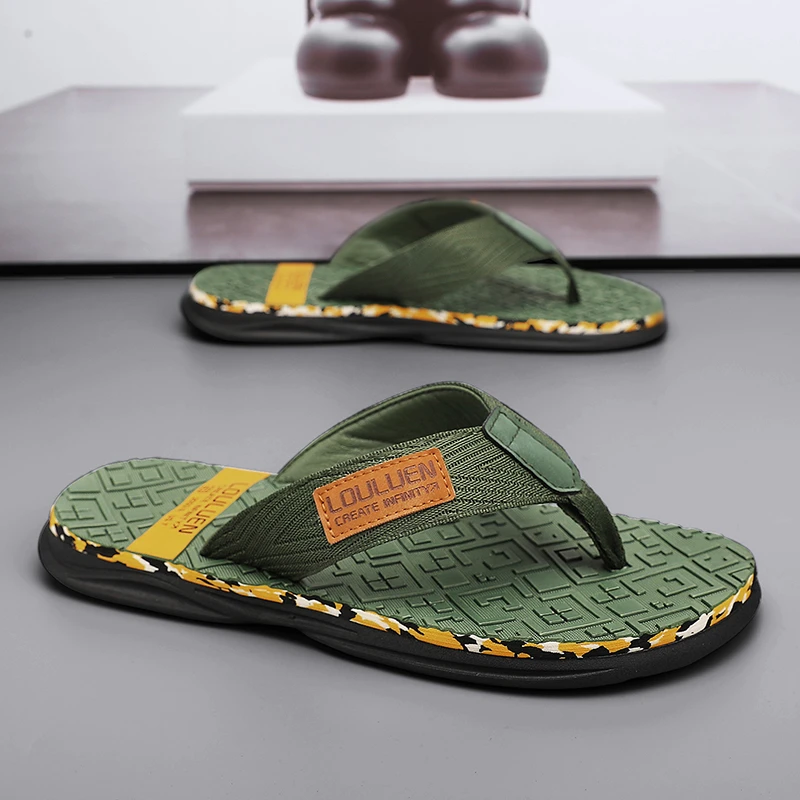 人字拖男织带拼色男士夏季潮流外穿夹脚防臭沙滩户外凉拖沙滩鞋