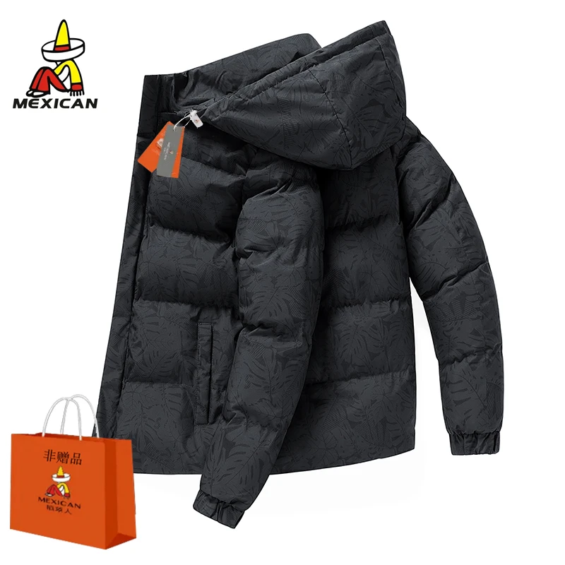 Mexican/稻草人冬季外套2024青年连帽加厚棉服男士保暖迷彩潮棉衣