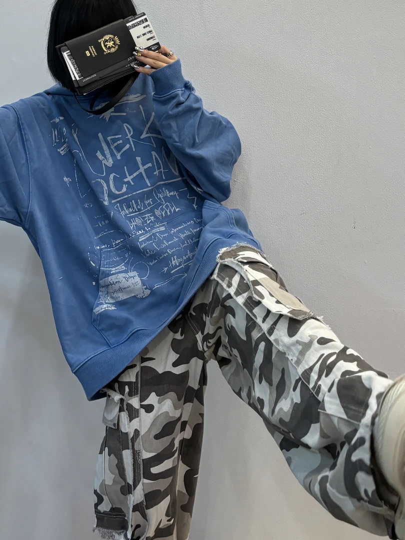 冰淇淋-水洗连帽涂鸦卫衣