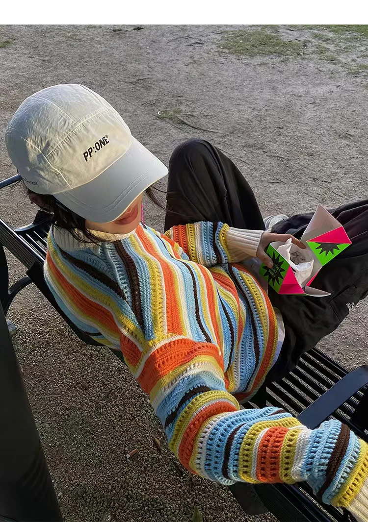 冰淇淋-彩虹条纹毛衣