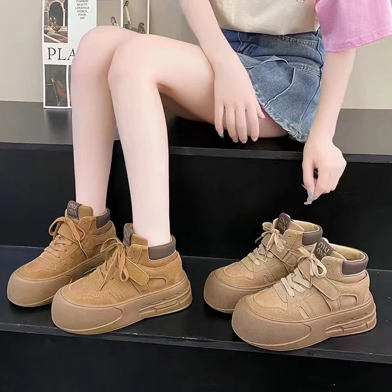 厚底高帮鞋女2024年新款大头鞋丑萌得训显瘦鞋31