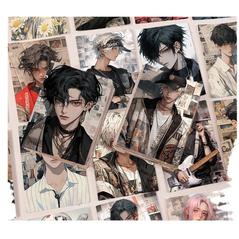 二次元插画复古港风男生贴纸帅气炫酷ins高颜值diy手账手机壳贴画