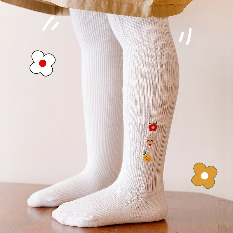 儿童连裤袜春秋款A类棉女童打底裤子高腰加强不掉档舞蹈外穿白色