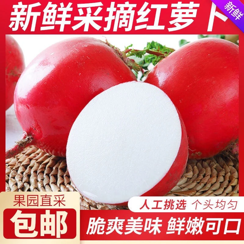 东北大红萝卜新鲜产地包邮新鲜蔬菜大红袍甜脆圆鲜香红皮白心白肉