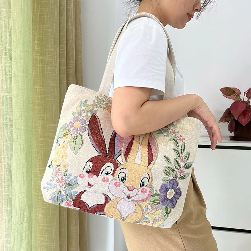 【送小包 两只兔子】新款时尚卡通百搭帆布包单肩包包女包大容量