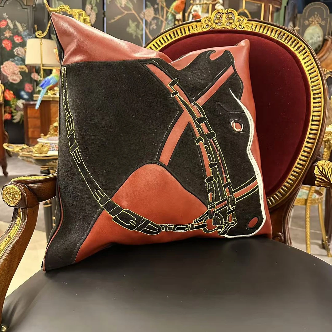 【欧美外单】马头 靠包 靠垫 45*45手工轻奢高档时尚可爱复古创意