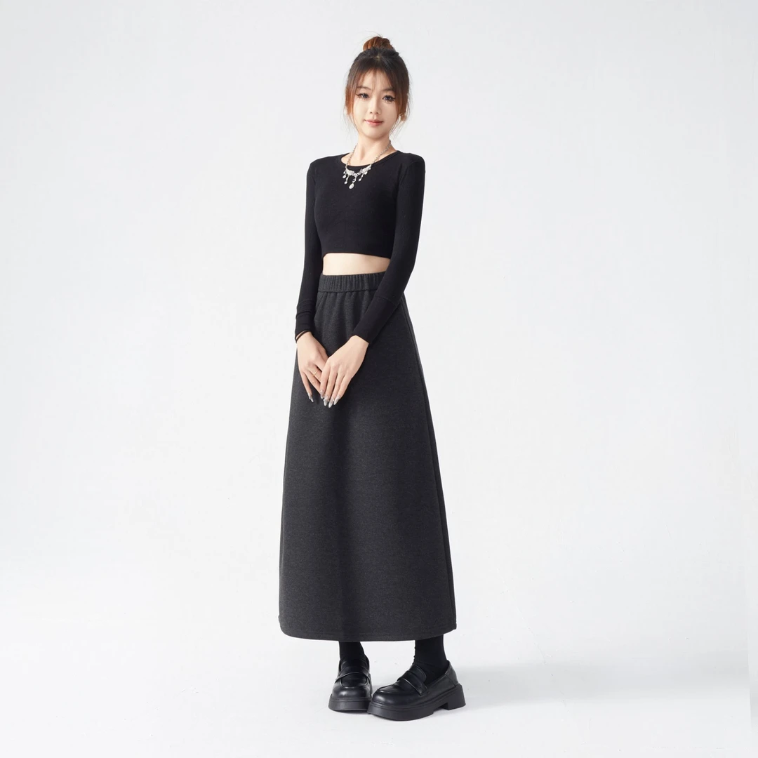 FXFULAOBAN/福兴福老板|羊绒系列|半身裙女秋冬新款高腰通勤百搭