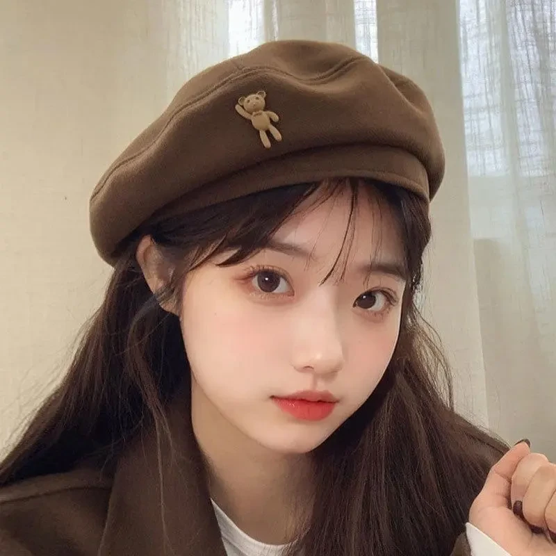 日系贝雷帽女春夏学院风画家帽子春秋薄款文艺纯色ins春夏季网红