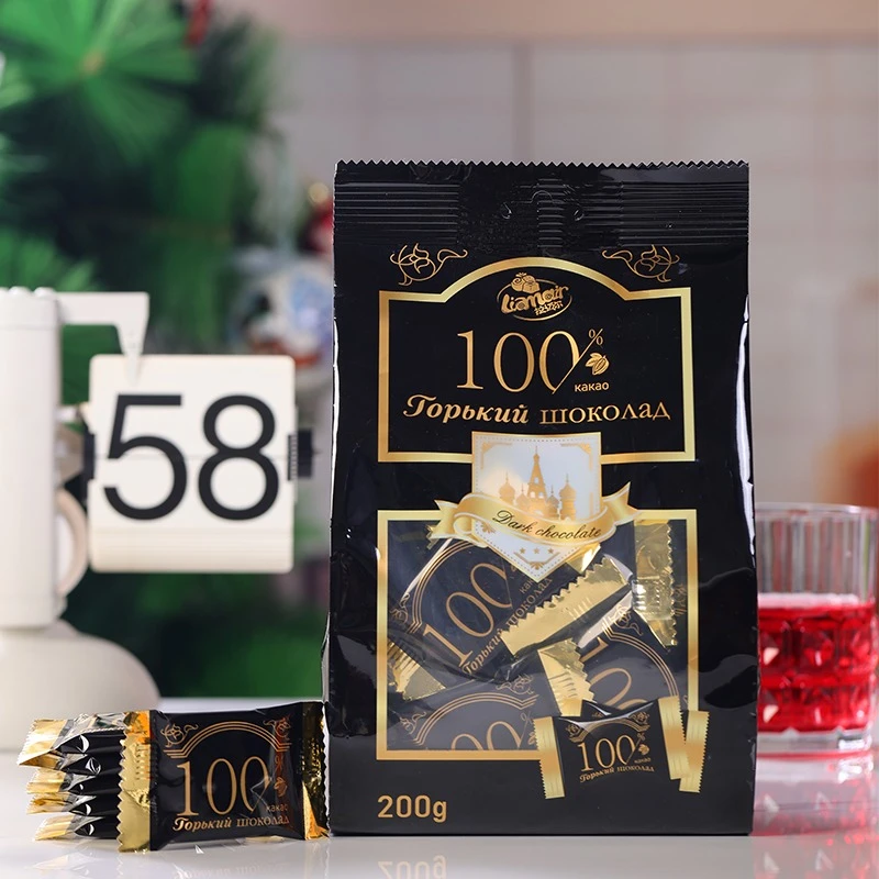 俄罗斯进口拉迈尔牌黑巧克力纯可可脂58%72%85%100%健身零食200g