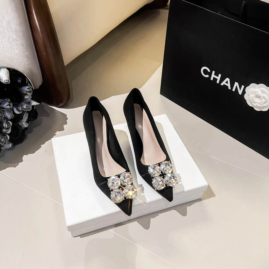 sendijia/森迪加秋冬新款璀璨星河方扣亮钻尖头时尚高端高跟职业