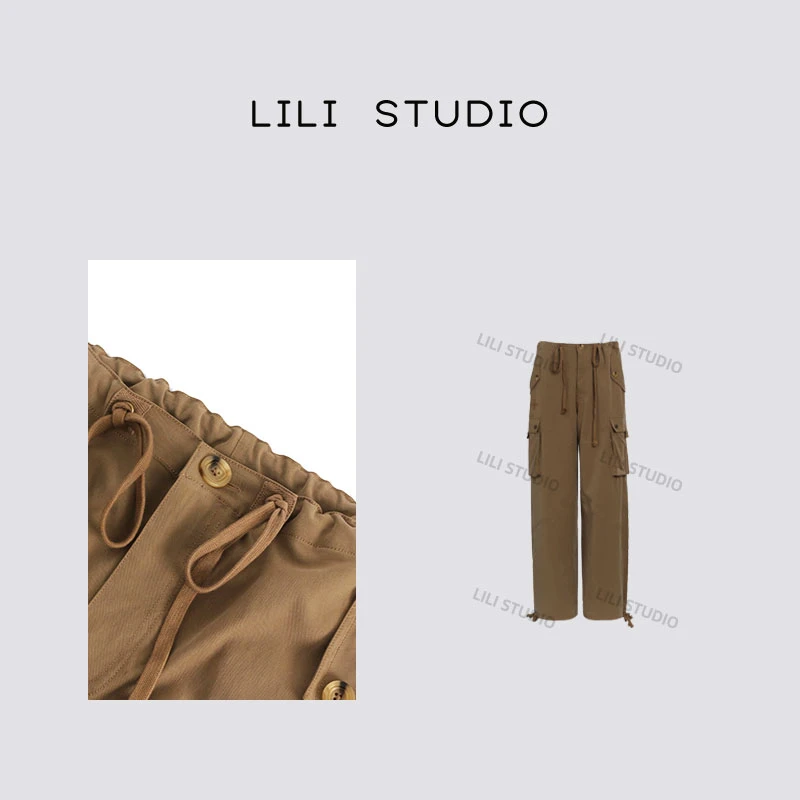 PVSY「十字工装」不理理夏季新款百搭休闲时尚显瘦宽松工装裤