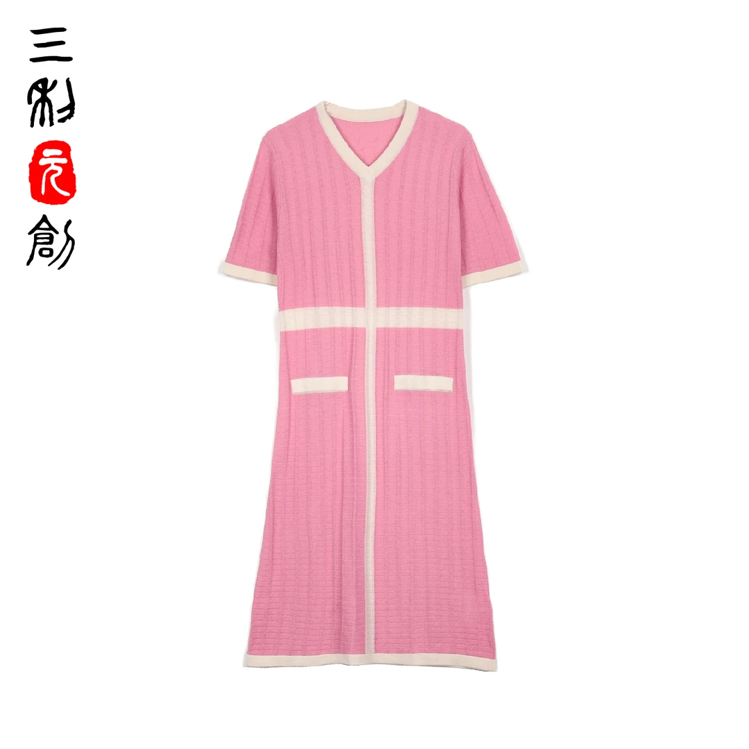 三利元创【NO退NO换】【春夏福利】精纺桑蚕丝羊绒小香风连衣裙5108