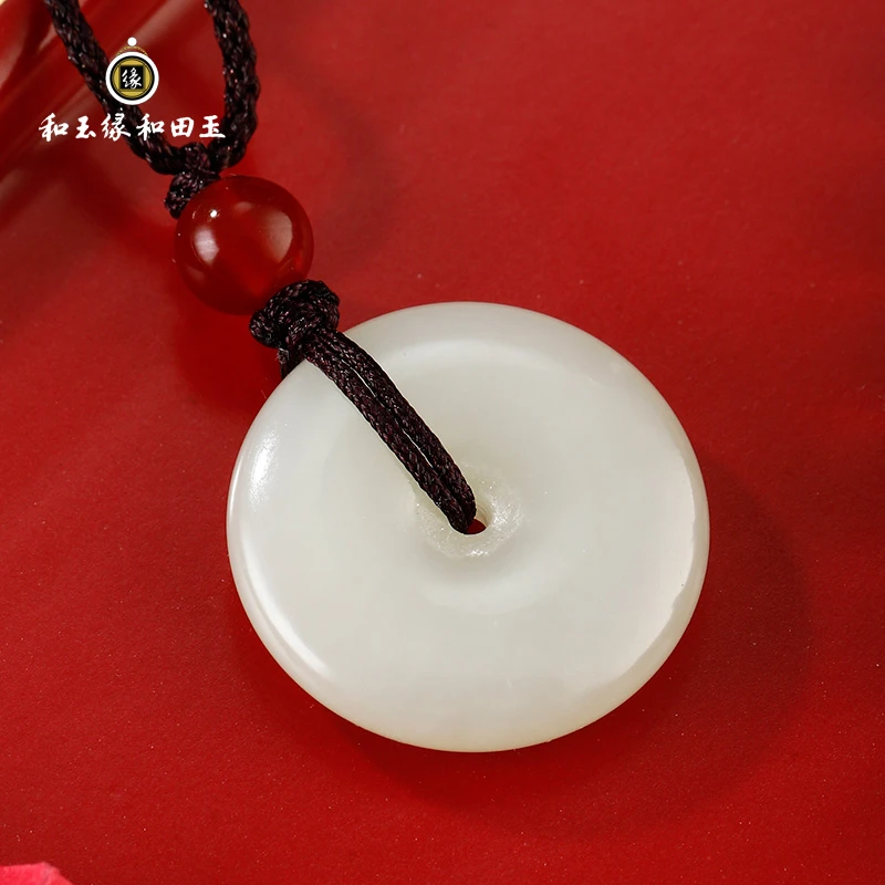 和玉缘和田玉平安扣挂件（中款） /素古法镶嵌精美复古挂坠项链吊坠