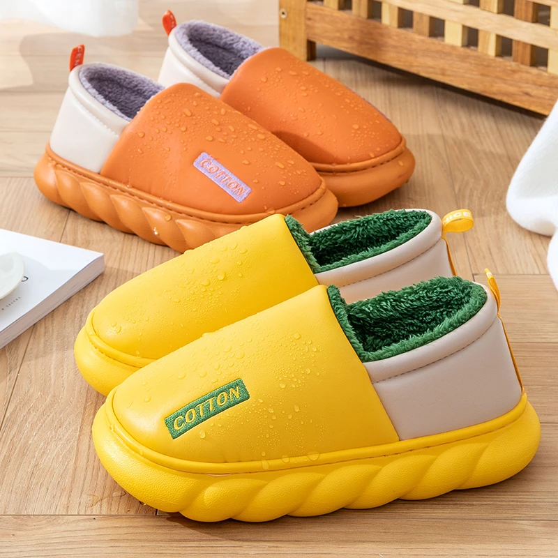 外穿厚底棉鞋男女情侣室内外家居家用防水保暖加绒月子棉拖鞋冬季