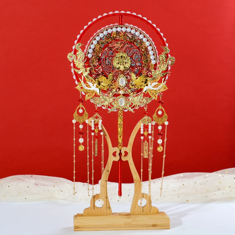 TS-18 中式秀禾服婚扇新娘团扇手工diy材料包高级婚礼成品喜扇