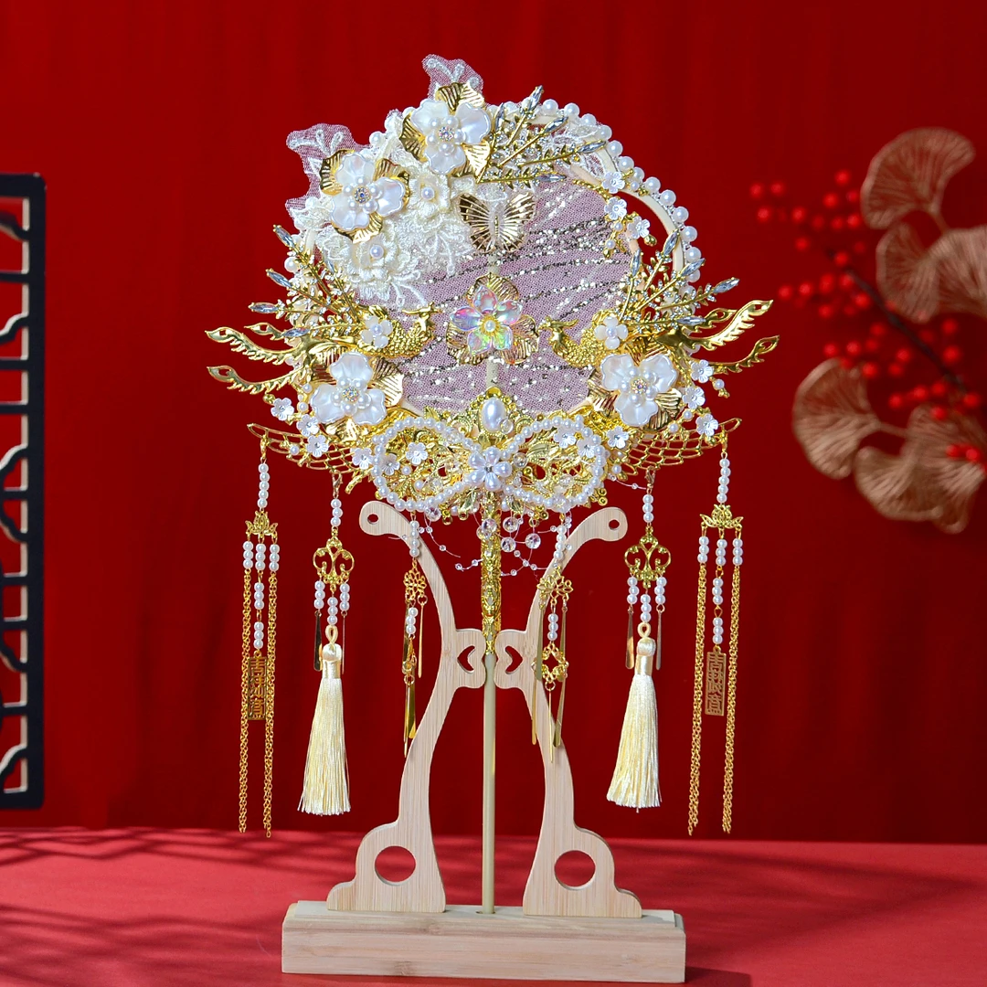 【一往情深】复古中式婚礼团扇婚纱礼服喜扇古风新娘手持物配饰