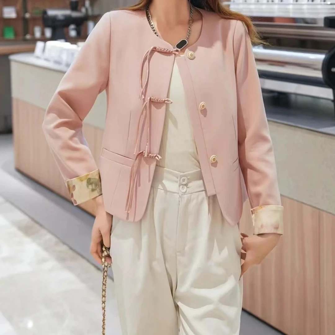 7701春季时尚百搭气质国风休闲上衣女外套