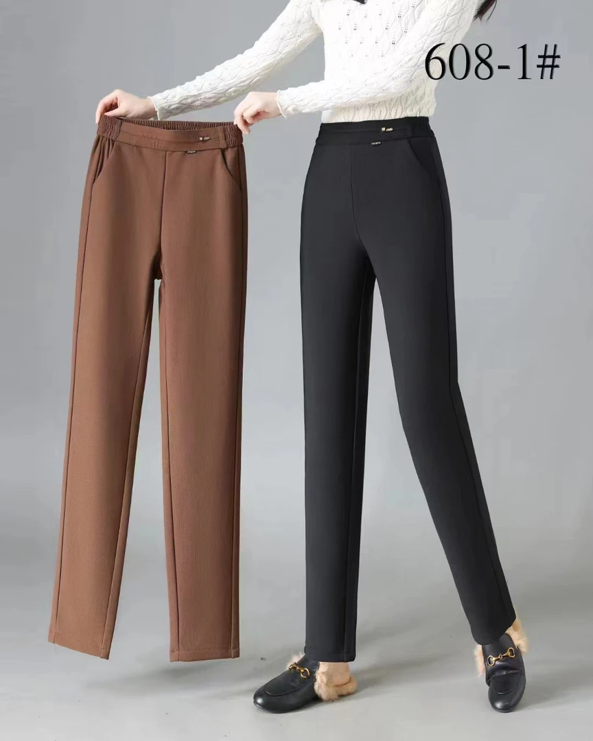 608冬季2024新款高腰时尚显瘦百搭加绒保暖休闲裤