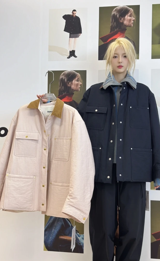 设计师品牌~2024年冬季新款灯芯绒领宽松百搭工装夹克外套棉服