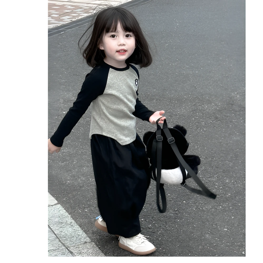 女童时尚初秋套装2025新款秋季儿童宝宝洋气长袖t恤南瓜裤两件套