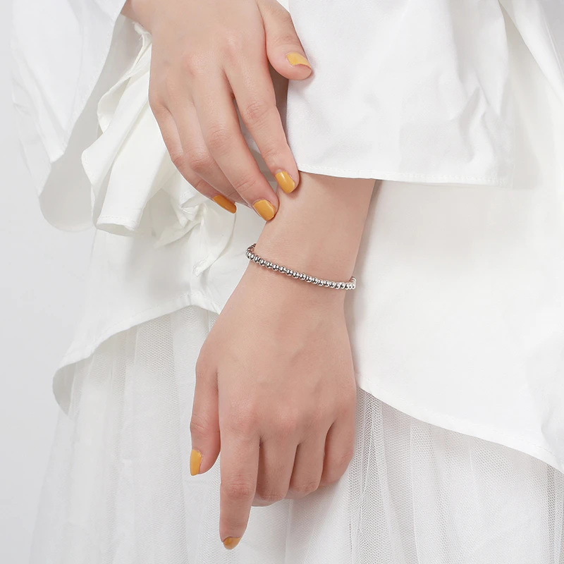 925银手链 白色925银手链 4mm空心银珠 转运珠 厂家直销百搭时尚