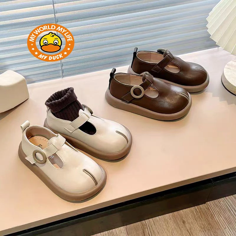 MYDUCK小黄鸭女童皮鞋2024春秋季新款玛丽珍学步鞋软底宝宝轻便鞋