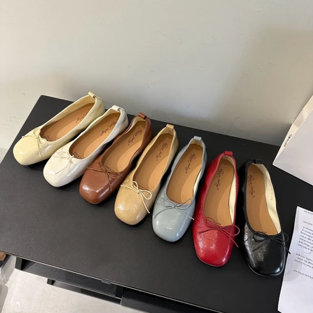 法式红色晚晚单鞋仙女鞋子2024年春新款船鞋芭蕾舞配裙子平底瓢鞋