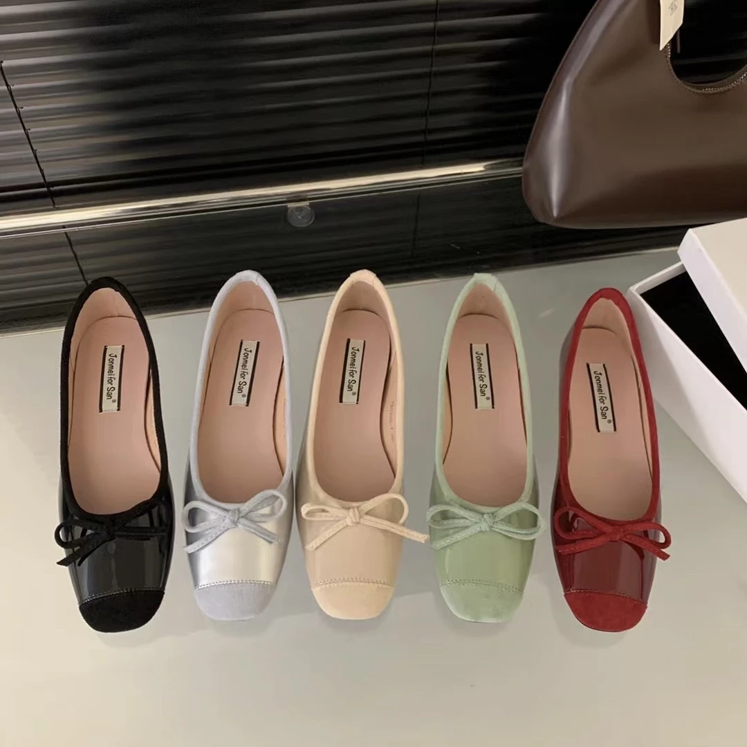 内增高法式小红色单鞋女鞋子春秋2024夏季蝴蝶结芭蕾舞温柔晚晚鞋