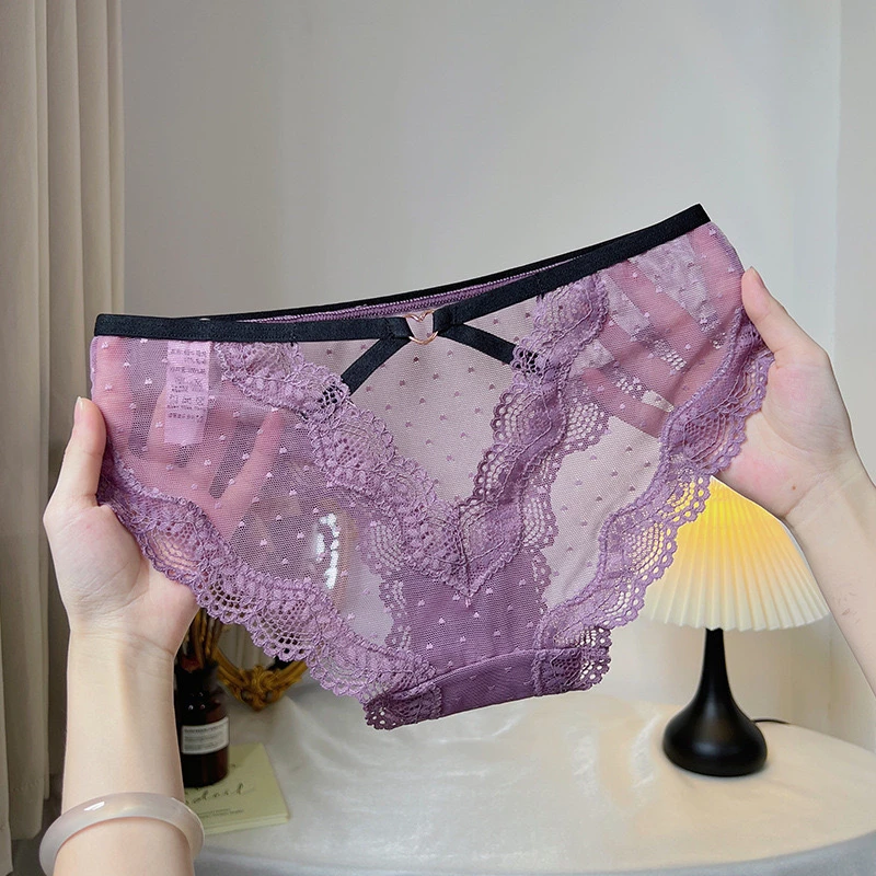 性感时尚蕾丝无痕女士内裤透气低腰火辣镂空三角裤舒适底裤短裤