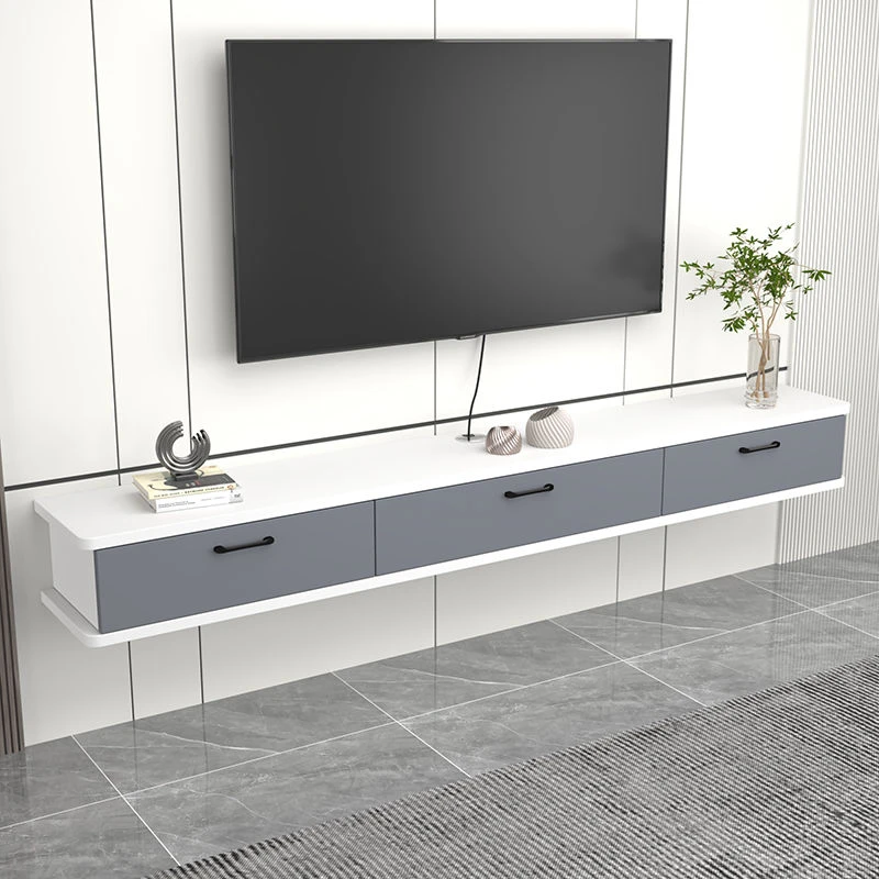 悬空电视柜轻奢背景墙机顶盒置物架新款小户型高级三门挂墙电视柜