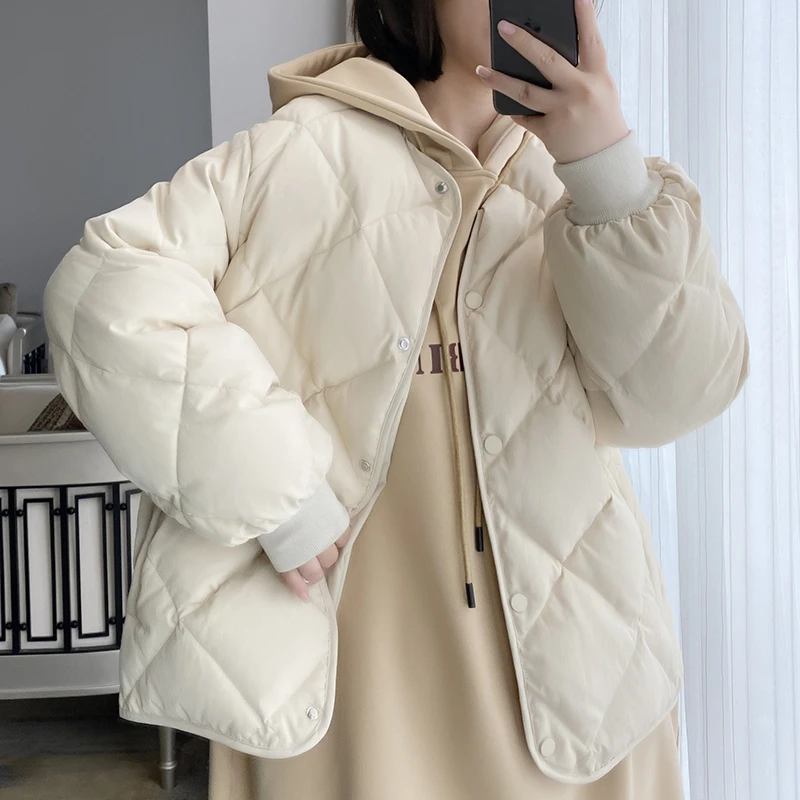 010轻薄款白色羽绒服女韩版百搭羽绒外套卫衣春装搭配神器