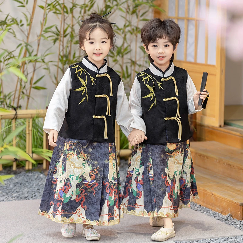 秋冬马面裙男女童春秋中式国学服儿童小学生国风幼儿园宝宝演出服