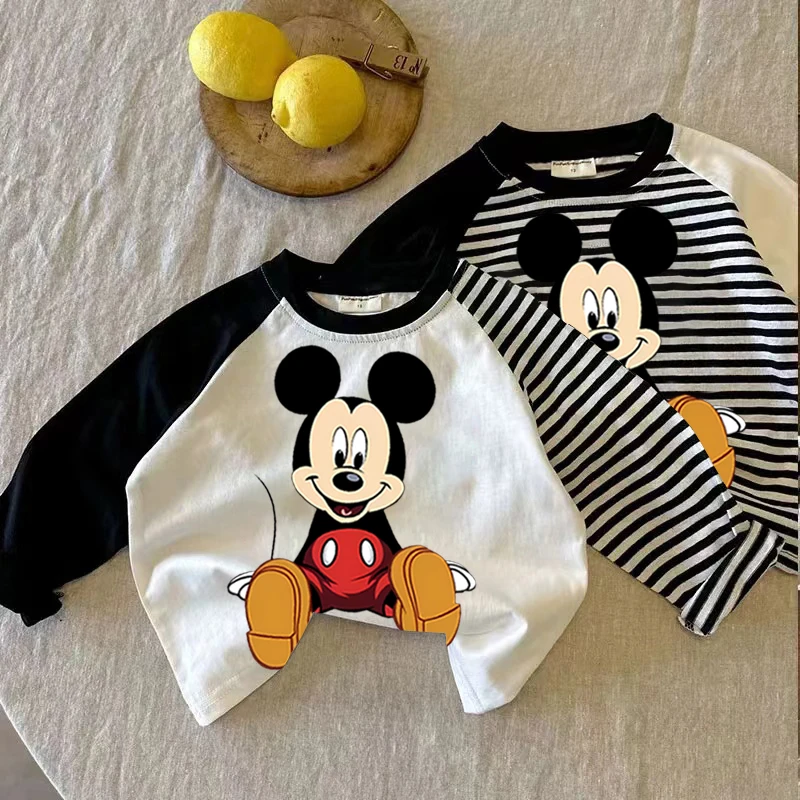 春秋新款儿童纯棉长袖T恤插肩袖韩版潮t卡通男女童圆领拼色打底衫