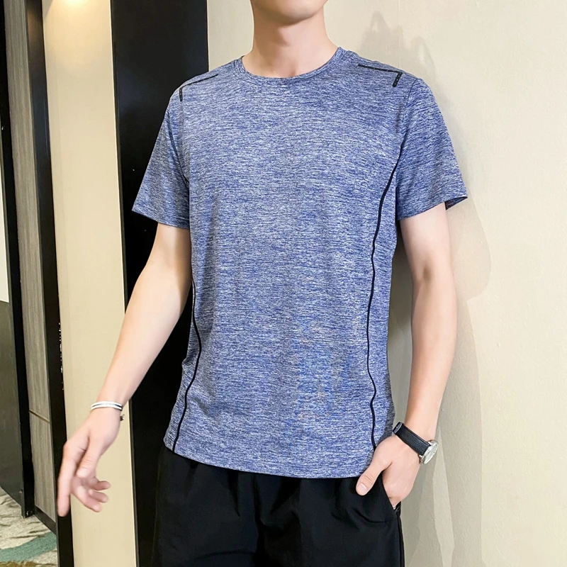 新款氧离子速干T恤短袖男士休闲薄款宽松吸汗弹力户外运动快干