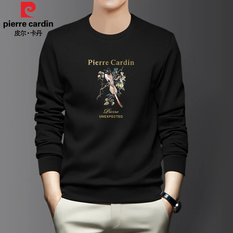 皮尔卡丹圆领卫衣秋冬休闲男士长袖套头宽松休闲高档男装PE130