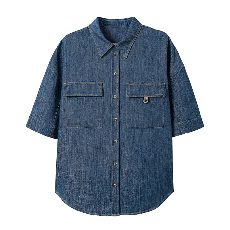 【素姐高定】银丝牛仔上衣简约水洗复古休闲百搭SMM102289