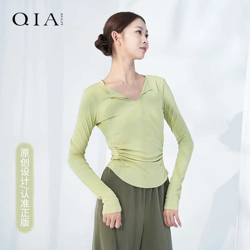 琪亚现代舞长袖上衣女秋冬舞蹈生练功服修身中国舞古典舞跳舞专用
