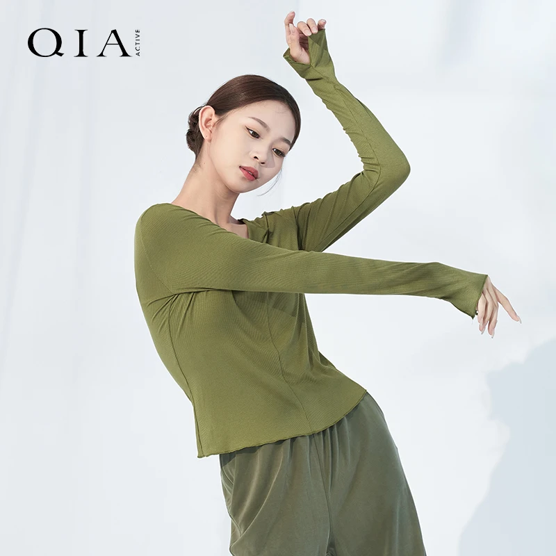 琪亚现代舞练功服女秋冬长袖成人舞蹈服古典舞艺考形体训练服上衣