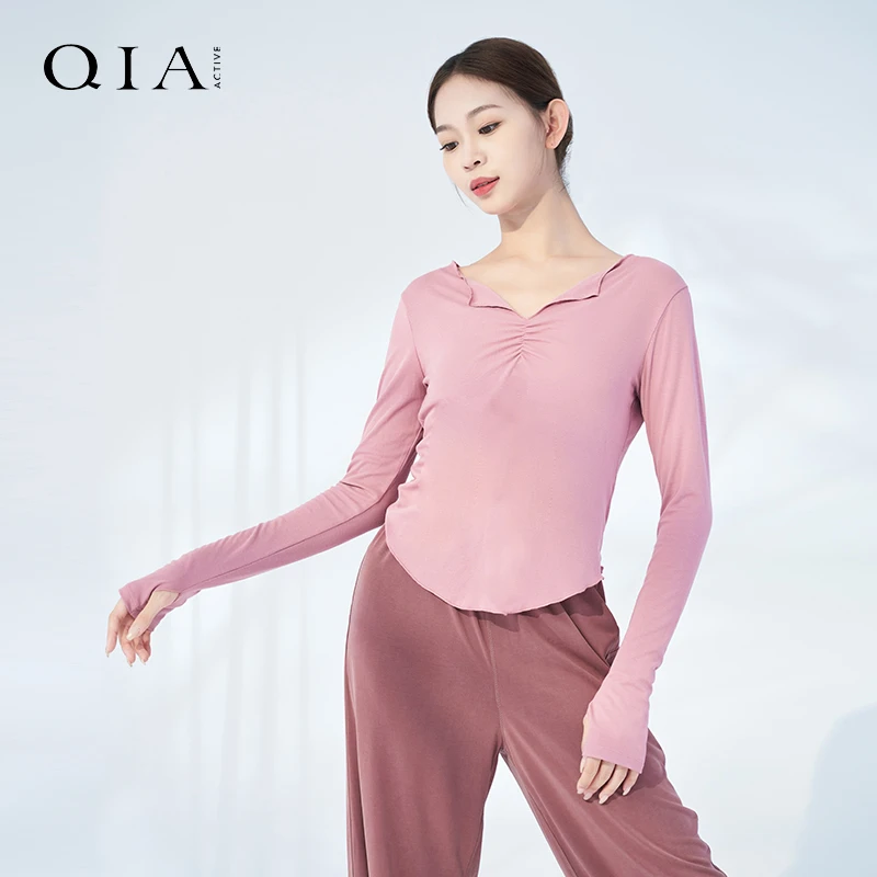 琪亚古典舞练功服成人舞蹈服女长袖套指上衣中国现代舞艺考形体服