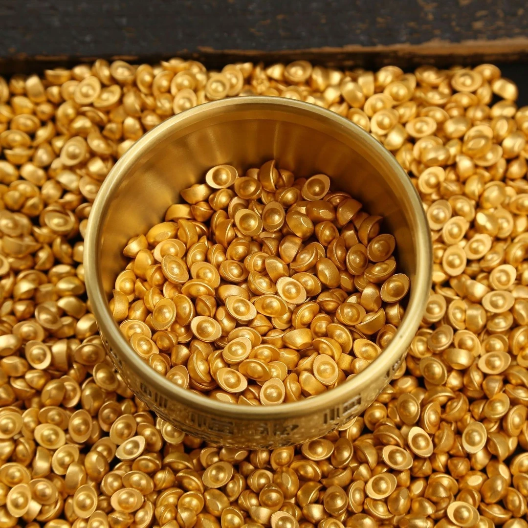 元宝招财金色diy摆件沙金小元宝金豆磨砂工艺品装饰品小元宝爆款