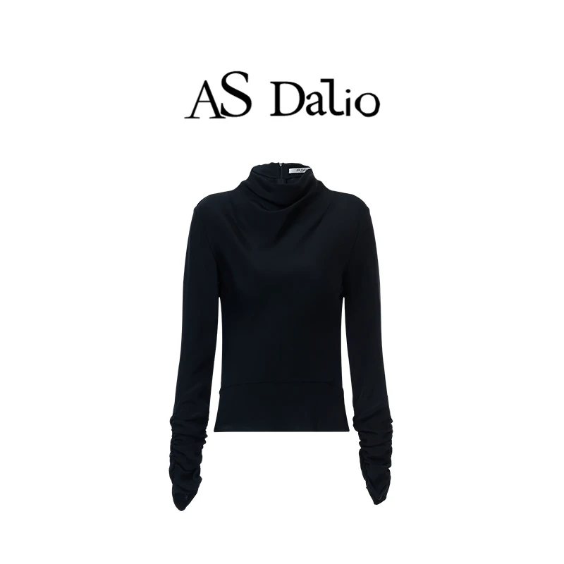 AS DALIO重磅桑蚕丝立裁斜裁荡领通勤休闲女士衬衫