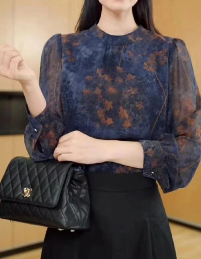 2024新款洋气时尚显瘦设计感印花宽松衬衫B30 Q5