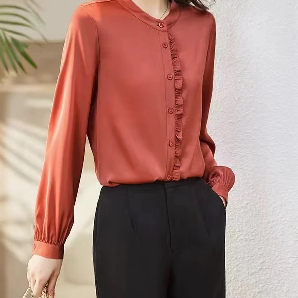 2024年秋季木耳边碎花上衣时尚减龄衬衫显瘦大气小衫 Q39