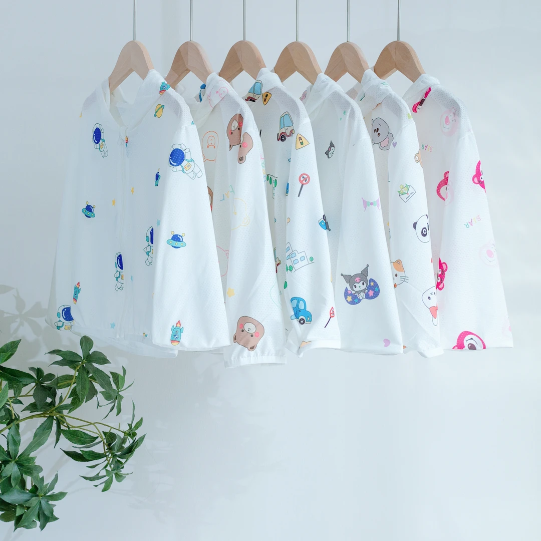 春夏防晒衣防紫外线婴儿透气带帽春秋速干网眼男女童夏季长袖卡通