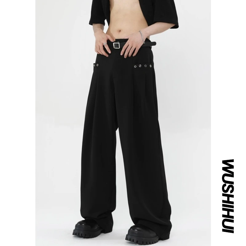 免烫垂坠感西裤宽松薄款阔腿男生休闲裤凉感长裤子夏季男款拖地裤